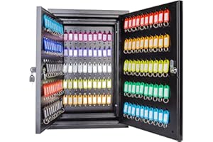 BGHSCA Schlüsselkasten Schrank mit 200 Haken, Schlüsselschrank Wandmontage Schlüssel Organizer mit Schlüsselanhängern, Schlüsselsafe für Auto, Hotels, Büro, Haus Schwarz