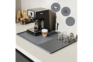 NiHome Large Silicone Coffee Bar Mat with Diatomaceous Earth Pad for Quick Drying, 61x40.5cm Non-Slip Spill-Proof Mat for Coffee Machines and Kitchen Countertops (Light Gray)