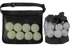 CHAOTEMAI Pack of 2 Tennis Bag 35 x 27.5 x 0.1 cm Tennis Balls Mesh Bag Ball Bag Tennis Ball Waist Bag Golf Waist Bag Adjustable Mesh Bag for Tennis Balls Easy Transport for Golf Tennis Balls
