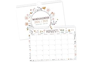 ‎OWLBOOK ® Kalender Wandkalender 2024 bis Juni 2025-18 Monate - Geburtstagsplaner Familienplaner Familienkalender Jahreskalender Jahresplaner 2024 Blumen Design - A4 quer Papier