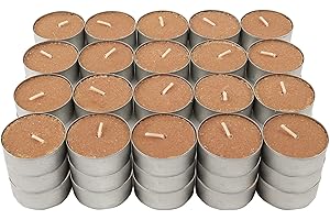 H HANSEL HOME Lumini Profumate, 60 Unità Tealight Candele Colore Marrone Lumini Aromatiche - Profumo di Bastoncino di Cannella