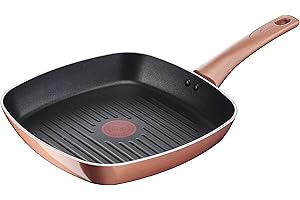 Lagostina Ramata Grill Antiaderente in Alluminio 26x26 cm con Esterno Effetto Rame, Pentola Gas e Forno, Rivestimento Titanium Easy, Manico Ergonomico in Bakelite