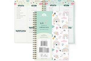 BRIGHT DAY CALENDARS Kids To Do Chore List Daily Task Checklist Planner Time Management Notebook by Bright Day Non Dated Flex Cover Spiral Organizer 8.25 x 6.25 (Rainbows)
