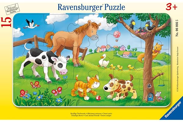 Ravensburger - Puzzle Enfant - Puzzle Cadre 15 p - Affectueux Animaux - Dès 3 Ans - 06066