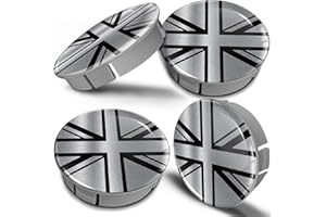 Biomar Labs® 4 x 60mm 3D Universal Wheel Hub Centre Caps UK GB Union Jack United Kingdom England British National Flag Silver Black Center Rims CS 19