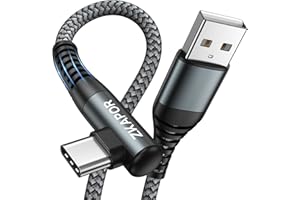 ZKAPOR Kabel USB C, kąt 90 stopni, 1 m, kabel do ładowania USB C, nylonowy, pleciony, typ C, kabel do szybkiego ładowania do iPhone 15/15 Pro Max, Samsung Galaxy S23/S22/S21, Note 10, Huawei P40/P30,