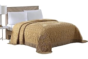 Beatrice Home Fashions Bedspread, Chenille, Gold, Full