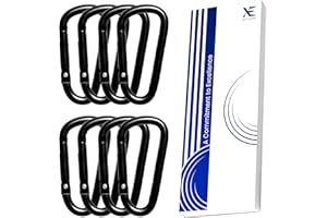 XE XPERT EXCELLENCE XE Mosquetón de Acero Inoxidable – Ganchos de Presión Negros y Resistentes Clips de Llavero en D para Ilaves, Mochila, Correa de Perro y Pesca