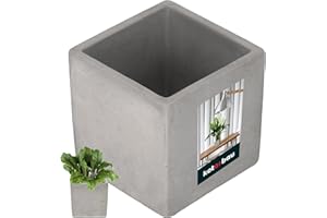 ‎KOTARBAU KOTARBAU® Flower Pot Planter for Flowers Plants Decorative Concrete Square 16 x 16 cm