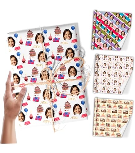 Papier Cadeau Personnalisé Avec Photo, Logo, Texte - Rouleau Brillant épais 74x51 Cm - Pour Anniversaire, Noël, Mariage