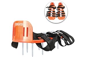 GRÜNTEK Aérateur Gazon Pelouse Sandales Chaussures à Clous Aération Réagreage Sol Epoxy. Clous en Acier, Boucles en Métal, Taille Unique.