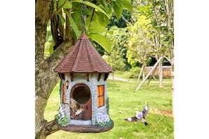 Handsider Outdoor Art Birdhouse Hanging Birdhouse With Cleaning Switch, Garden Statues Birdhouse, Wild Bird Nesting Box Patio Tree Decor (B)