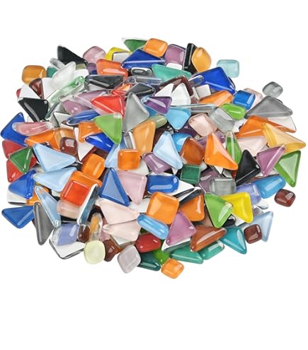 Vierkante mozaïekstenen, 500 g, mini-mozaïekstenen, kleurrijk, mozaïekstenen om te knutselen, doe-het-zelf badkamer, keuken, woondecoratie (1 x 1 cm, gemengde kleur