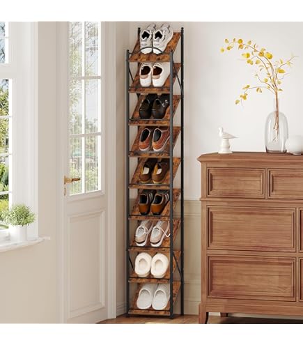 VidaXL Schoenenkast 28x27x102 cm bewerkt hout artisanaal eikenkleurig