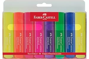 Faber-Castell 154662 - Set di evidenziatori TL 1546, confezione da 8, colori neon, con punta a cuneo a lunga durata, larghezza linea 1 - 5 mm, ricaricabile