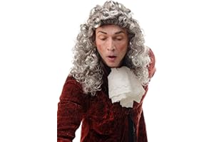 WIG ME UP- AD-002-P4T309 Peluca Mujeres Hombres Carnaval marrón Gris Mixto Barroco Juez Noble Rizado mójol quinqui macarra