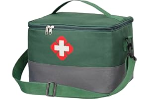 MONEMEY Torba na lekarstwa z paskiem na ramię, przenośna apteczka podróżna, torba na lekarstwa, pusta, wodoszczelna torba pierwszej pomocy, do domu, biura, podróży, na zewnątrz, zielona, zielony