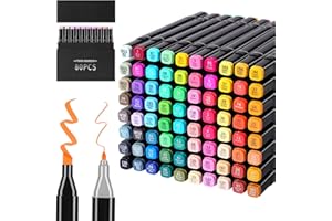 Tongfushop 80 Colors Alcohol Markers, Dual Tip, Permanent, for Artist Adults, Marking Pen Set for Drawing Sketching Coloring Illustration