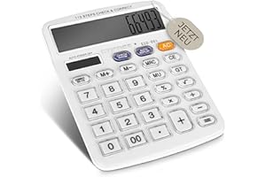 OfficeNest Sustainable Desktop Calculator - 12-Digit XXL Display, 112 Steps Check & Correct Function - Environmentally Friendly Calculator with Large Buttons for Office, School & Home - White