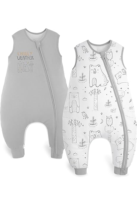 Sacco Nanna Invernale Per Bambini 18-36 Mesi - Tuta Con Maniche Staccabili, Cotone, Cerniera Doppia, Giallo 3.5 Tog