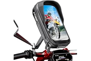 KTUEOV Soporte Movil Moto, Soporte Telefono Moto Scooter Retrovisor Rotación de 360° Porta Movil Moto Impermeable con Pantalla Táctil, Antivibración Porta movil Scooter Espejo para 4,7''- 7,0" Móvil