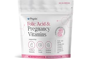 Physis Folic Acid & Pregnancy Vitamins | Prenatal Vitamins for Women | 60 Vegan Melt-in-Your-Mouth Mixed Berry Gummies | with Folic Acid, Vitamin D3, B12, Zinc, Iodine | UK-Made Pregnancy Supplements