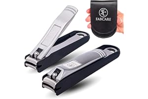 Set de cortauñas FABCARE con atrapauñas y lima integrada - incluye funda y libro electrónico - extra afilado & duradero - Cortauñas para manicura & pedicura