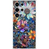 PrintiFy Samsung Galaxy S25 Ultra ile Uyumlu Vitray M&uuml;cevher Flora Tasarımlı Şeffaf Silikon Kılıf