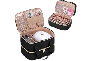 Yarwo Organizer Smalti per Unghie, Borsa da Viaggio per Smalti per 40 Flaconi (15 ml - 0,5 fl.oz) e Lampada Unghie UV, Busta di Stoccaggio per Smalti e Manicure, Nero (Solo Borsa)