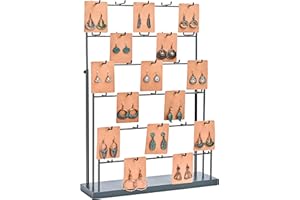 Lolalet Jewelry Display Stands for Selling, 30 Hooks Earring Holder Rack with Wood Base, 6 Tiers Necklace Display Stand, Jewellery Displays for Vendors Craft Shows Keychains -Black