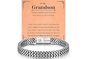 EPVID Grandson Gifts, Engraved Bracelet Teenage Boy Gift for Grandson, Sweet Christmas Birthday Graduation Valentines Gifts for Him, Stocking Fillers for Men Boys