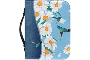 DAJINGKJ Custodia Bibbia con cerniera grande in pelle personalizzata borsa biblica donna uomo borsa Bibbia libro chiesa borse con manici, margherita bianca, XXL