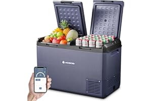 AAOBOSI 95L Car Fridge, IPX4 Waterproof Dual Zone Camping Fridge Freezer with APP Control, 12V/240V, -20°C to 20°C – Ideal for Campervan, Truck, Boat, Motorhome, Travel & Picnic