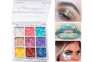 SOMGKINE 9 kolorów cieni do powiek, paleta cieni do powiek, błyszczące, ultra pigmentowe, błyszczące, błyszczące, błyszczące, błyszczące, matowe, brokatowe, trwałe, wodoodporne (02)