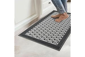 KIMODE Kitchen Mat 20"x32",Non-Slip Washable Farmhouse Kitchen Rugs,Absorbent Grey Kitchen Mats for Floor Front of Sink,Kitchen Carpet for Doormat/Bathroom Doorways