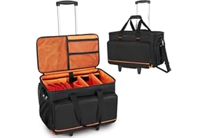 Trunab Borsa Portacavi per DJ con Fondo Rigido Imbottito, Divisori Staccabili e Carrello, Custodia da Viaggio per Attrezzatura Professionale Per DJ, Strumenti Musicali e Accessori
