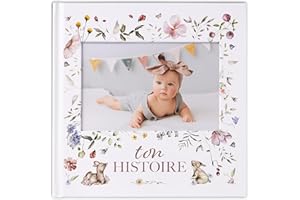 BIBI & BEAU Libro della nascita - Album fotografico e nascita - Regalo nascita 132 pagine e album fotografico Scrapbooking - Libro di nascita per bambini e ragazze - Foto 10 x 15 (Foresta)