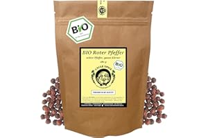 Uncle Spice - BIO Roter Pfeffer - 180g echter BIO Pfeffer rot - Premium-Qualität - ganze sonnengetrocknete BIO Pfefferbeeren, mit Liebe handverlesen aus Kambodscha, roter Pfeffer, DE-ÖKO-005