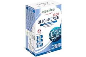 equilibra Integratori Alimentari, Olio di Pesce 1000, Integratore a Base Acidi Grassi Polinsaturi della Serie Omega-3 EPA e DHA, con Vitamina E, Normale Funzione Cardiaca, 60 Capsule Vegetali