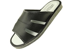 APREGGIO Kapcie męskie skórzane – ręcznie wykonane męskie pantofle – skórzane kapcie męskie – wygodne kapcie męskie – wygodne kapcie męskie z gumową podeszwą