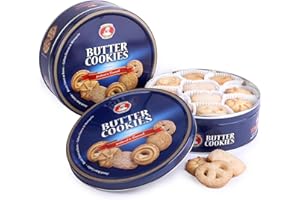 SWEET BUDDIES Patisserie Matheo Biscuits danois au beurre 2 x 454g - 5 variétés assorties dans une boîte en fer blanc décorative - Parfait pour le café, les réunions, les vacances et les cadeaux.