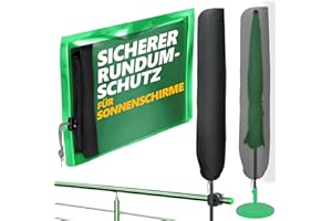 4smile Housse de protection pour parasol - 2 m de diamètre / 2 m x 1,25 m - Housse de parasol en polyester résistante aux intempéries - Housse de parasol standard - Noir