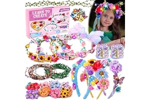 Tacobear LED Couronne de Fleurs pour Cheveux Bricolage Enfant Fabrication 13PCS Bandeau à Cheveux Serre Tête Kits de Loisirs Créatifs Guirlande Fleurs Activité Manuelle Cadeau Anniversaire Fille