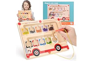 Januts Laberinto Magnético de Colores y Números para Niños Tablero de Rompecabezas Magnético Juguetes de Clasificación de Colores Pequeños Juguetes Educativos Montessori Distinguir Colores, Coche