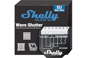 Shelly Qubino Wave Shutter – Moduł przełącznika do rolet Z-Wave, 2 kanały po 10A, z licznikiem zużycia energii, wymaga bramki Z-Wave, obsługuje harmonogramy i sceny inteligentne