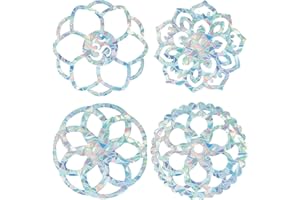 GORGECRAFT 16 Hojas Flor de la Vida Calcomanías para Ventanas No Adhesivas Pegatinas Mandala Vidrio Estático Se Aferra Puerta Corrediza Película de Vinilo contra Colisión Calcomanías para el Hogar