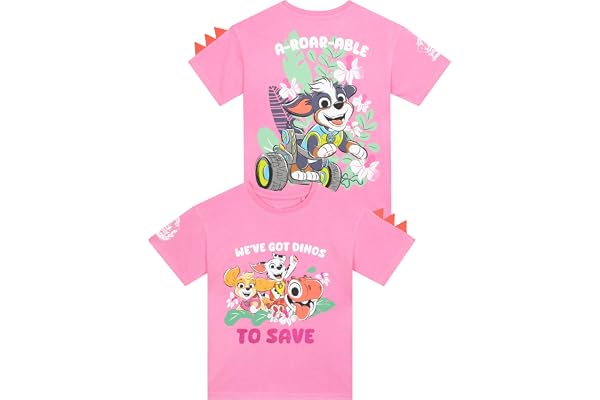 PAW Patrol T-shirt För Flickor, Rosa Dino Topp Skye & Marshall