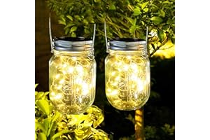 eaaerr Solarlampen für Außen, 2 Stück Solar Mason Jar Licht Solar Licht Einmachglas für Garten, Wetterfest Solar Lampions Hängende Solarleuchten für Garten Party Hochzeit(Warmweiß)
