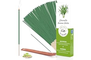 KERCAMKEL Citronella Räucherstäbchen,240 Stück,200Std,natürliches Citronella Ätherischem Öl,Räucherstäbchen für Draußen,Garten,Terrassen,Balkon,Picknick,Camping,Tischdeko,50 Min Brenndauer pro Stück