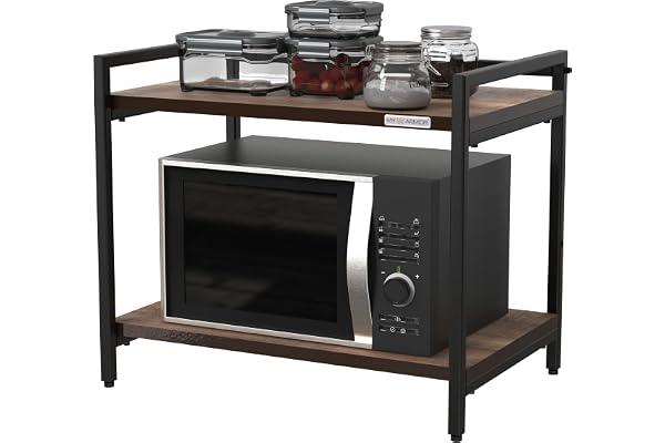 MY ARMOR Microwave Stand for Kitchen Platform 2-Tier Wooden Shelf and Oven Stand, OTG, Home Appliances & Utensils Organizer Kitchen Rack for Home - Brown